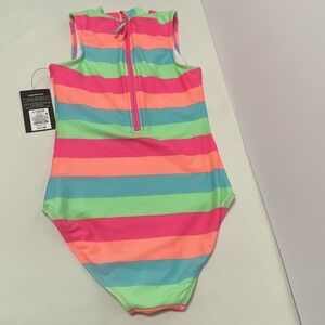 Art Class One Piece Multicolor Striped Swimsuit w/Zipper Girls Large 10/12 NWT